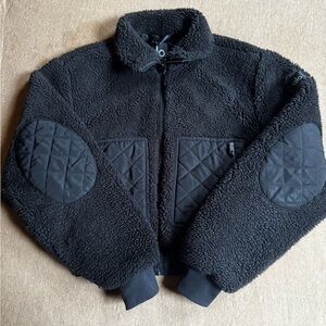 Alo Black Sherpa Jacket with Quilted Patches